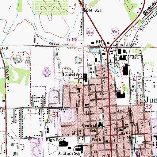 Topographic Map of Laurel Elementary School, OR