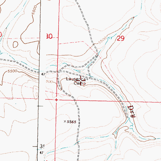 Topographic Map of Lauserica Camp, OR
