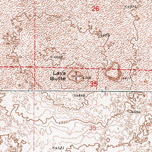 Topographic Map of Lava Butte, OR