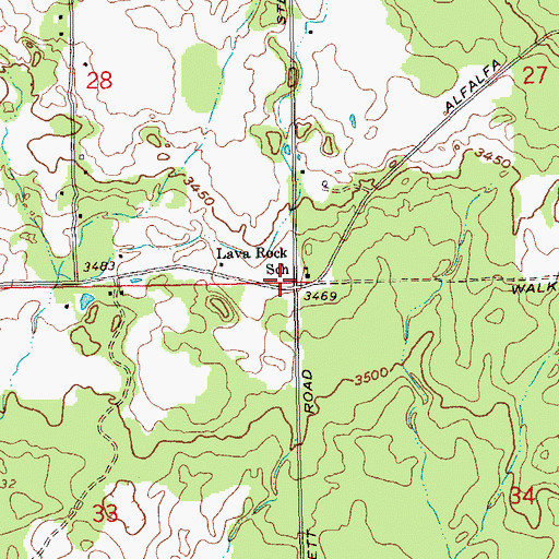 Topographic Map of Lava Rock School (historical), OR