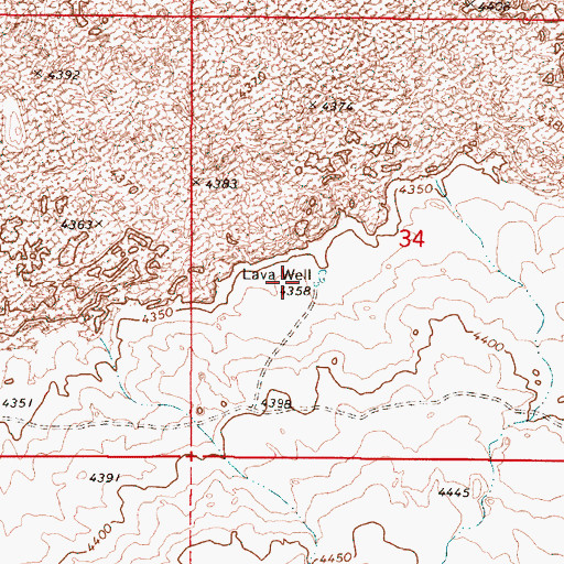 Topographic Map of Lava Well, OR