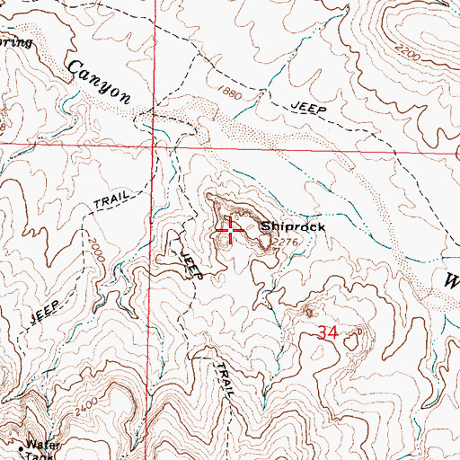 Topographic Map of Shiprock, AZ
