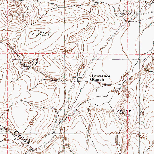 Topographic Map of Lawrence Ranch, OR