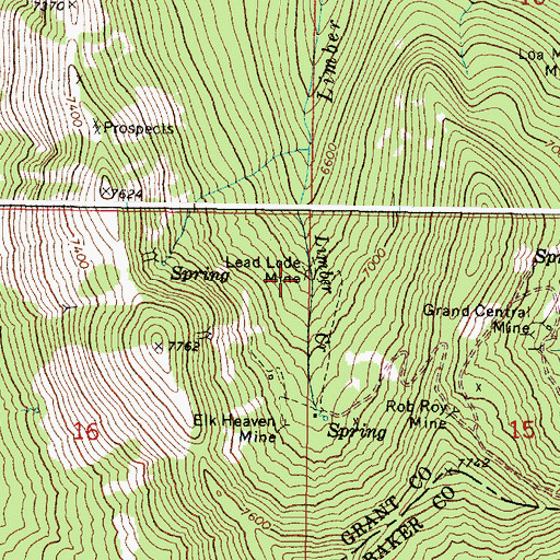 Topographic Map of Lead Lode Mine, OR