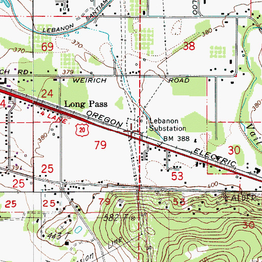 Topographic Map of Lebanon Substation, OR