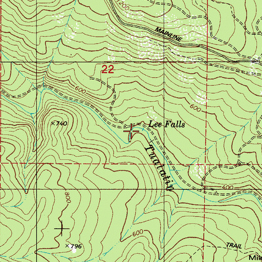 Topographic Map of Lee Falls, OR