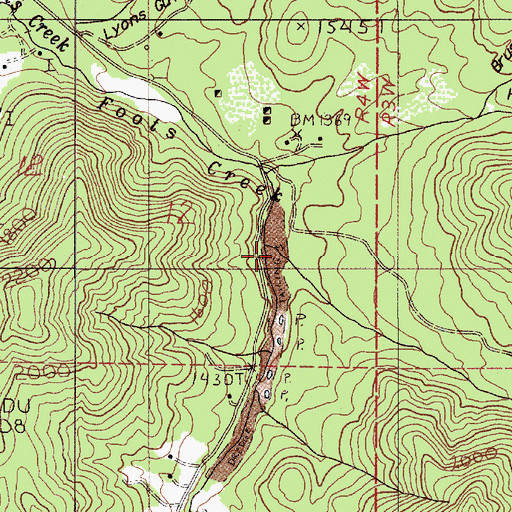 Topographic Map of Left Fork Foots Creek, OR