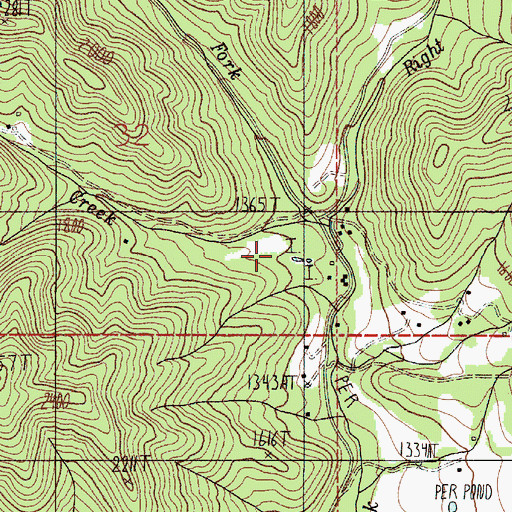 Topographic Map of Left Fork Sardine Creek, OR