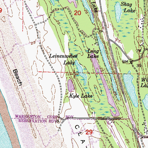 Topographic Map of Leinenweber Lake, OR