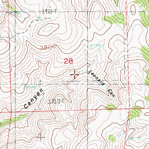 Topographic Map of Leonard Canyon, OR