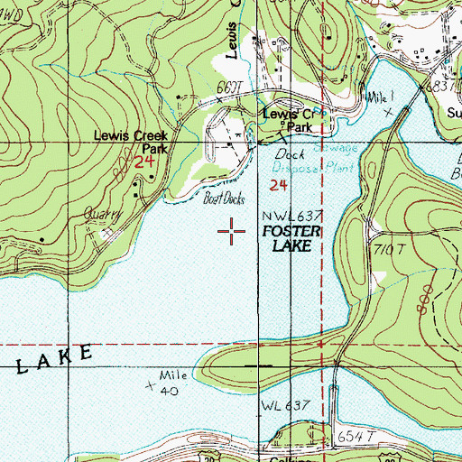 Topographic Map of Lewis Creek, OR