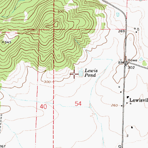 Topographic Map of Lewis Pond, OR
