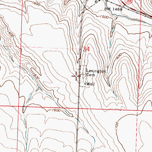 Topographic Map of Lexington Cemetery, OR