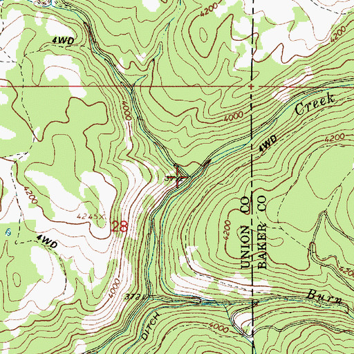 Topographic Map of Lick Creek, OR