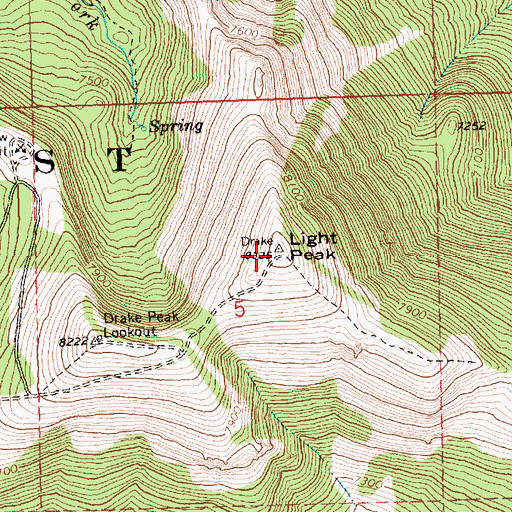 Topographic Map of Light Peak, OR