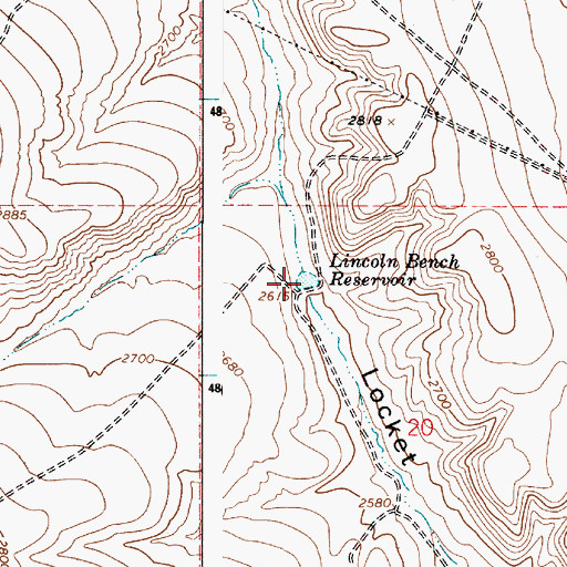 Topographic Map of Lincoln Bench Reservoir, OR