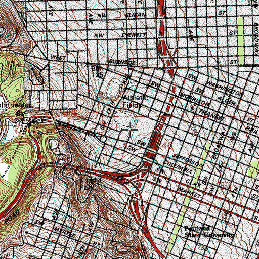 Topographic Map of Lincoln High School, OR