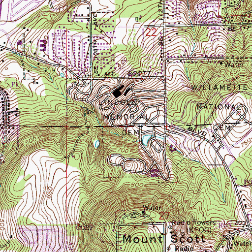 Topographic Map of Lincoln Memorial Cemetery, OR