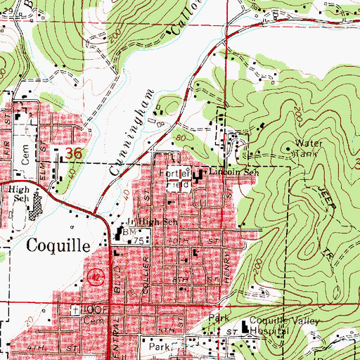 Topographic Map of Lincoln Elementary School, OR