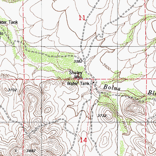 Topographic Map of Shirley Well, AZ