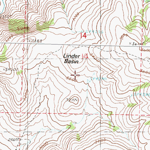 Topographic Map of Linder Basin, OR
