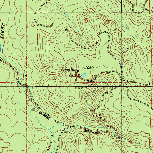Topographic Map of Lindsay Lake, OR