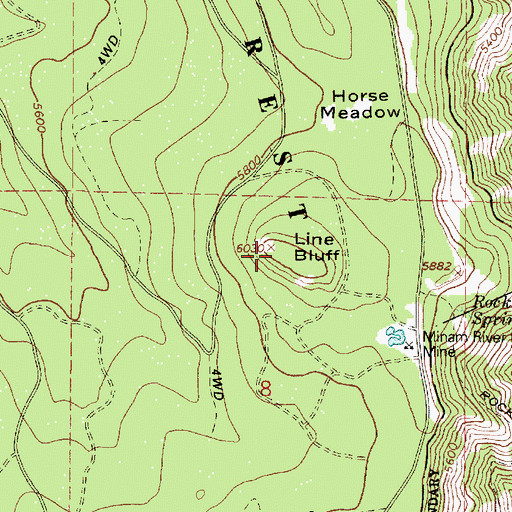 Topographic Map of Line Bluff, OR