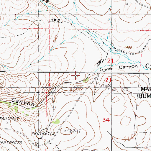Topographic Map of Line Canyon, OR