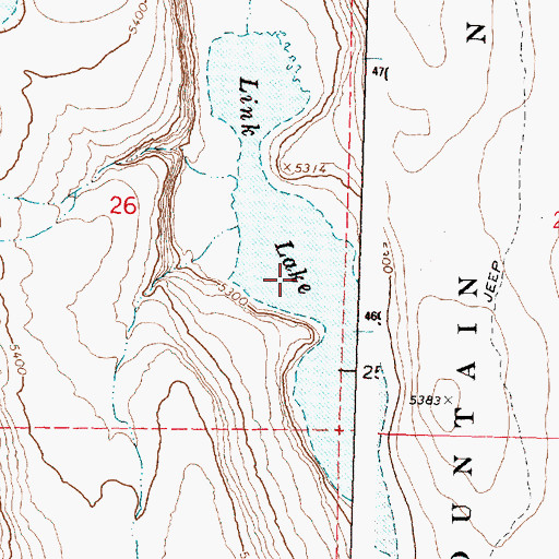 Topographic Map of Link Lake, OR