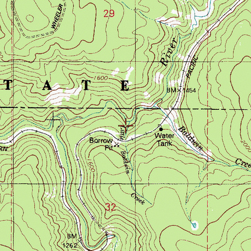 Topographic Map of Little Baldwin Creek, OR