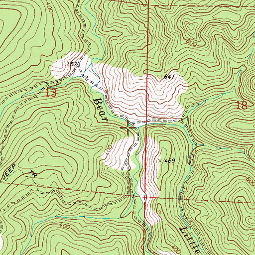 Topographic Map of Little Bear Creek, OR