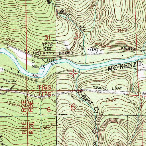 Topographic Map of Little Bear Creek, OR