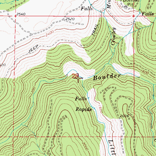 Topographic Map of Little Boulder Creek, OR