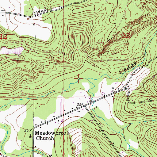 Topographic Map of Little Cedar Creek, OR