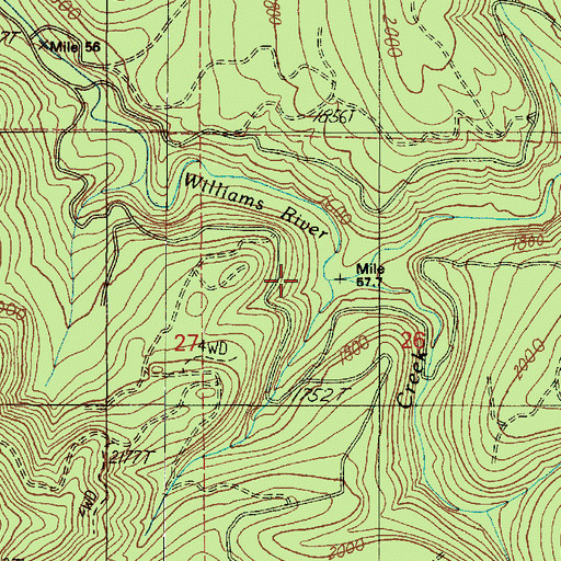 Topographic Map of Little Cow Creek, OR