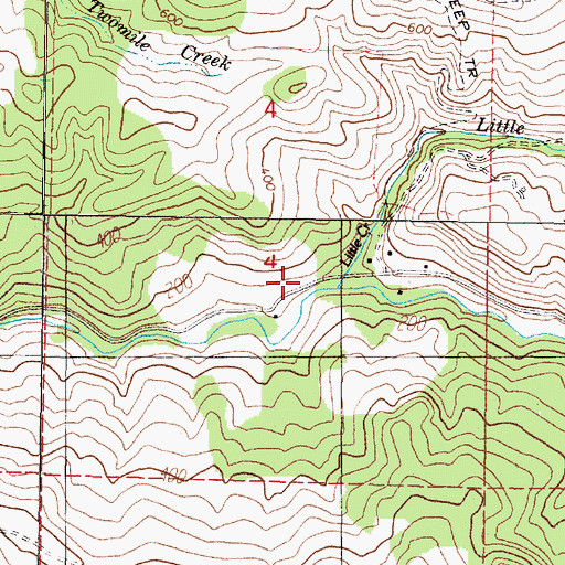 Topographic Map of Little Creek, OR