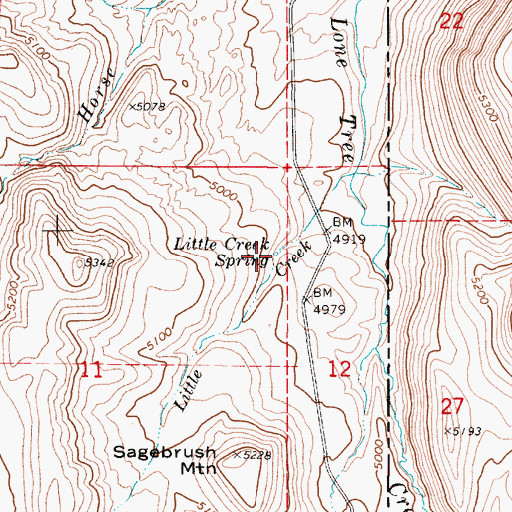 Topographic Map of Little Creek Spring, OR