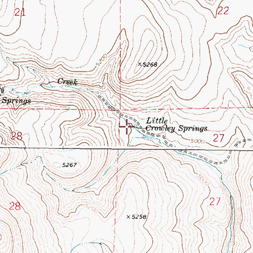 Topographic Map of Little Crowley Springs, OR