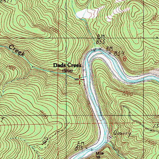 Topographic Map of Little Dads Creek, OR