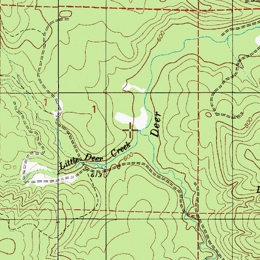 Topographic Map of Little Deer Creek, OR