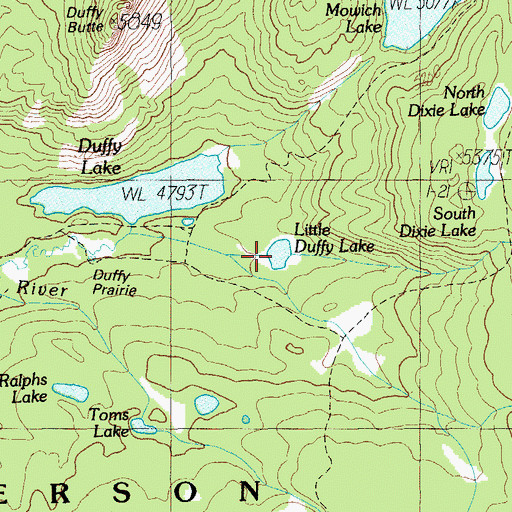 Topographic Map of Little Duffy Lake, OR