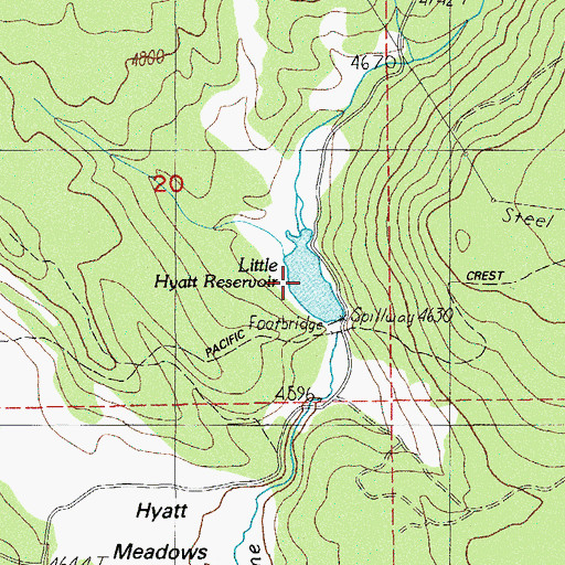 Topographic Map of Little Hyatt Reservoir, OR