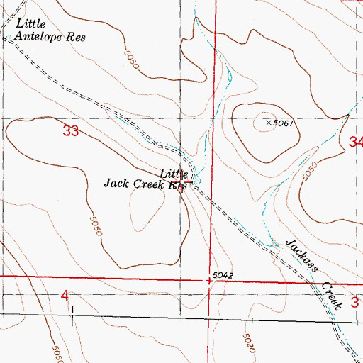 Topographic Map of Little Jack Creek Reservoir, OR
