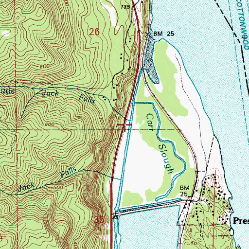 Topographic Map of Little Jack Falls, OR