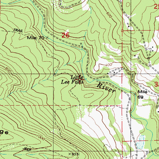 Topographic Map of Little Lee Falls, OR