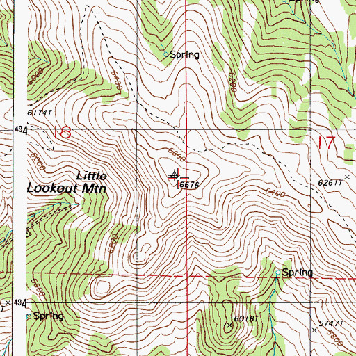 Topographic Map of Little Lookout Mountain, OR