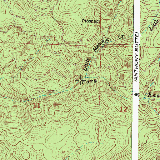 Topographic Map of Little Meadow Creek, OR
