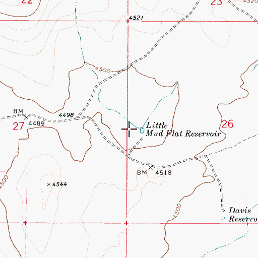 Topographic Map of Little Mud Flat Reservoir, OR