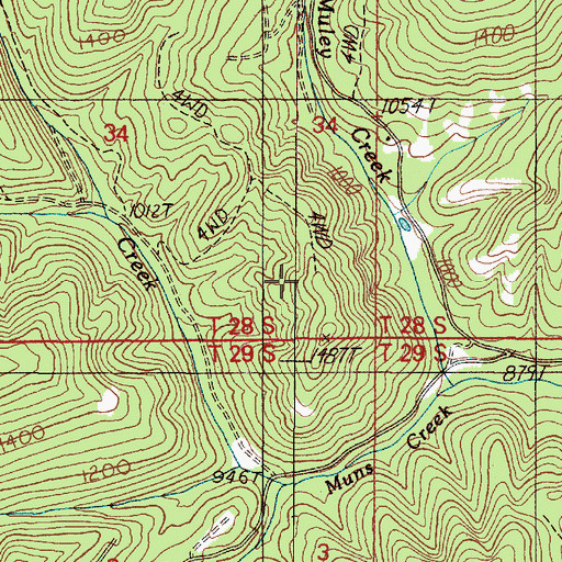Topographic Map of Little Muley, OR