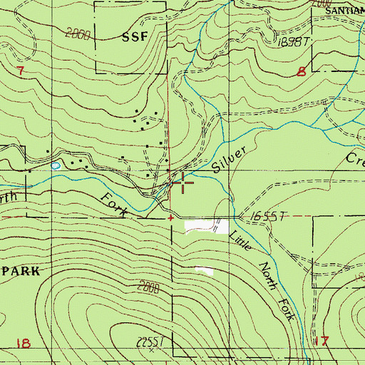 Topographic Map of Little North Fork Silver Creek, OR